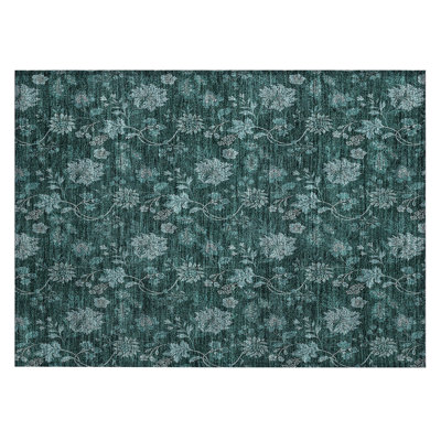 Washable Floral Indoor / Outdoor Rug
