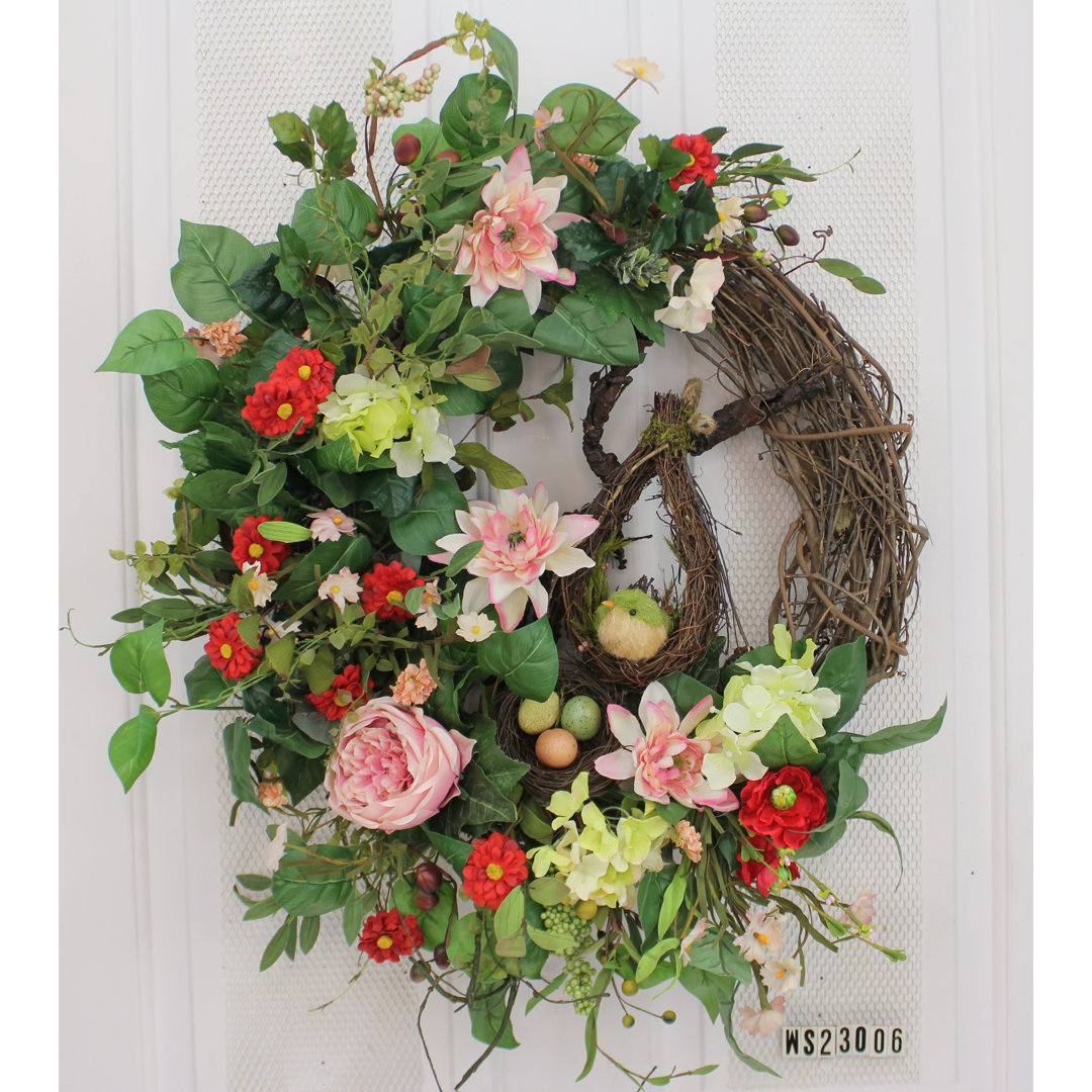 Handcrafted Faux Mixed Assortment Foam 24'' Wreath Primrue