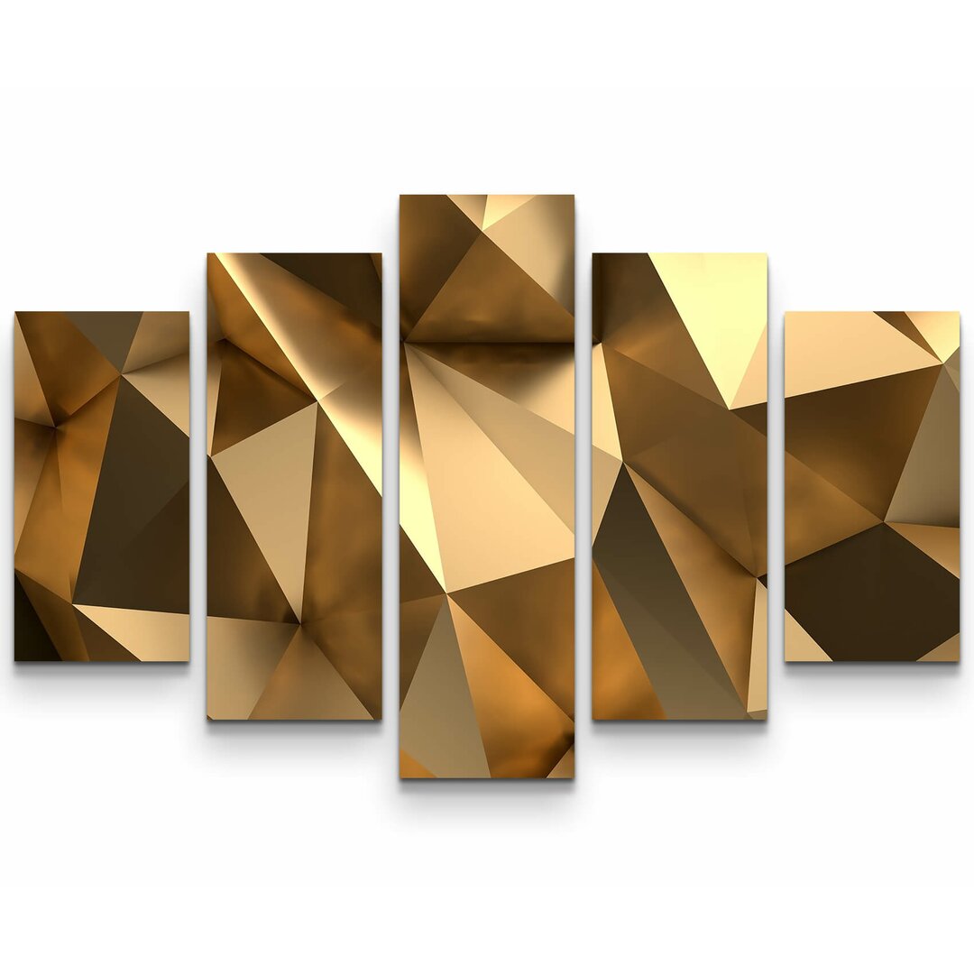 5-tlg. Leinwandbilder-Set 3D goldener Hintergrund