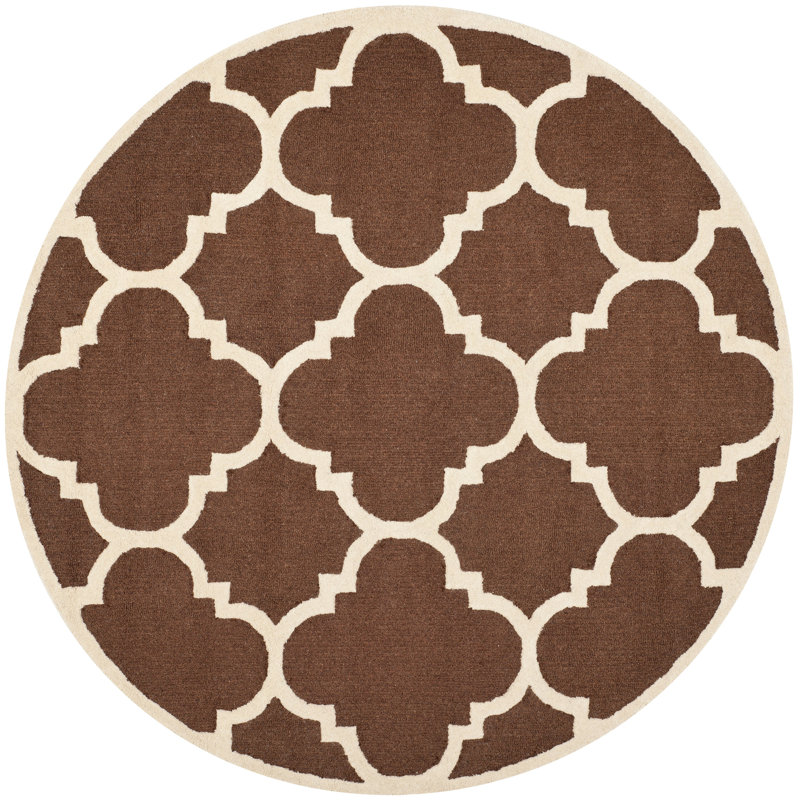 Cannen Hand Tufted Wool Geometric Rug, Round 6'