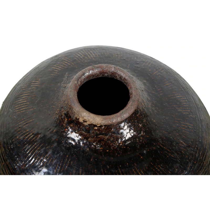 Pot en céramique brun foncé 21 po