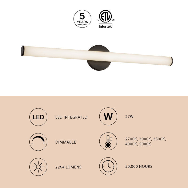 Tectra 30-in Black dimmable LED Wall Sconce, Nickel