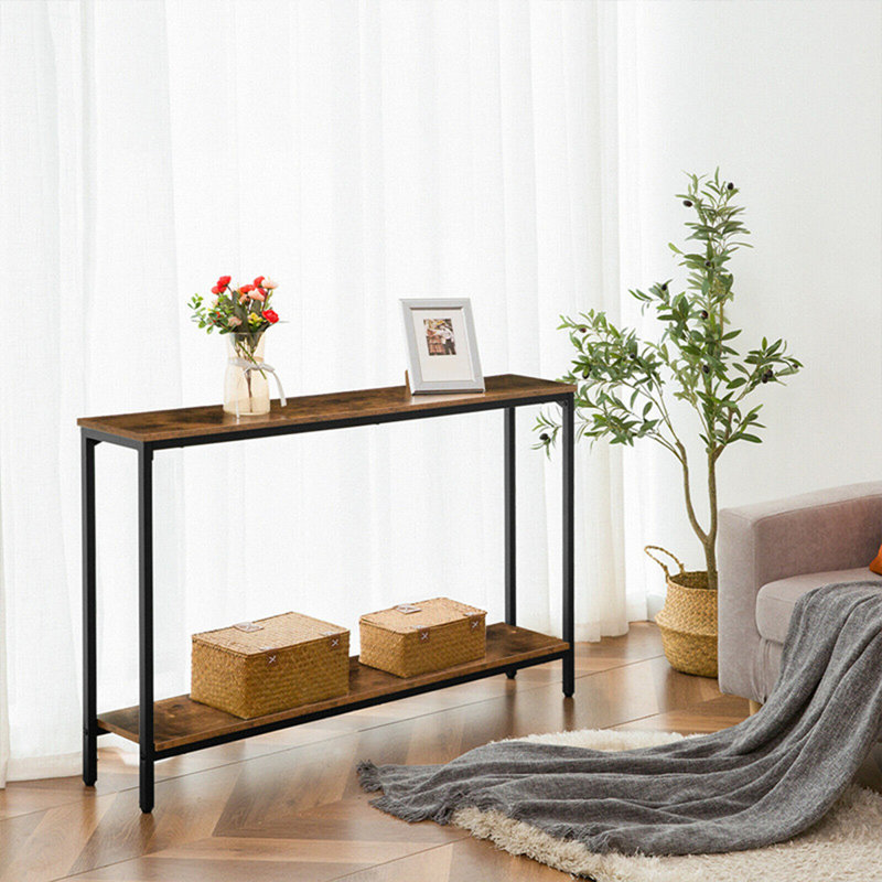 Console rectangulaire en bois massif brun, 31.5"H×47.24"L×11.81"W