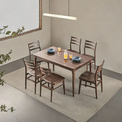 Simple log dining table and chair combination