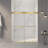 56-60"W X 70"H Frameless Double Sliding Shower Door,5/16" (8Mm) Thick SGCC Tempered Clear Glass,Double Side Easy Clean Coat,Brushed Gold Finished With Buffer-123210194