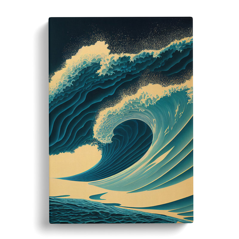 Powerful Ocean Wave - Wall Art, 60cm H x 40cm W, Wrapped Canvas, No Matte