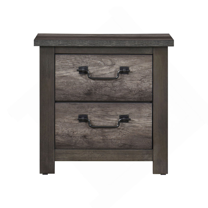 Table de chevet avec rangement à 2 tiroirs gris
