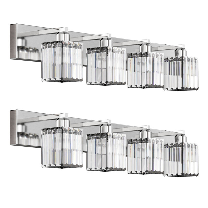 4-Light Dimmable Crystal Vanity Light With LED, Polished Chrome