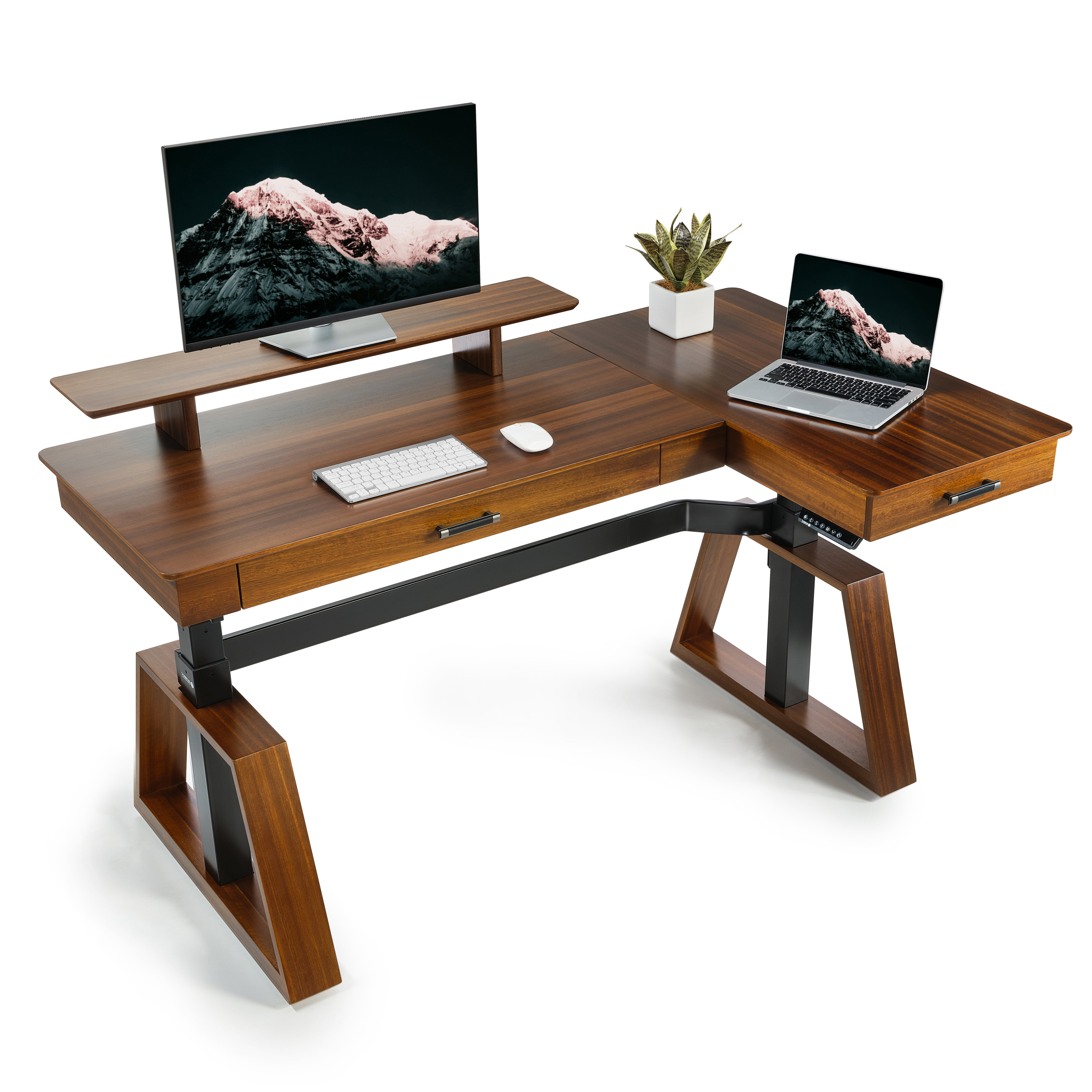 Masahiko 63'' L-shaped Standing Desk with Riser