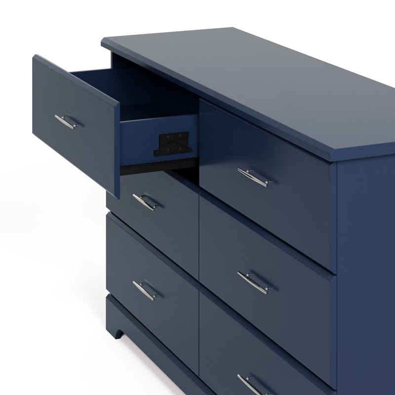 Commode double 6 tiroirs Brookside, Bleu minuit