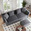 Canapé-lit Chesterfield de 90 po en velours avec très grand lit, canapé-lit convertible avec 4 coussins, gris-1852260285