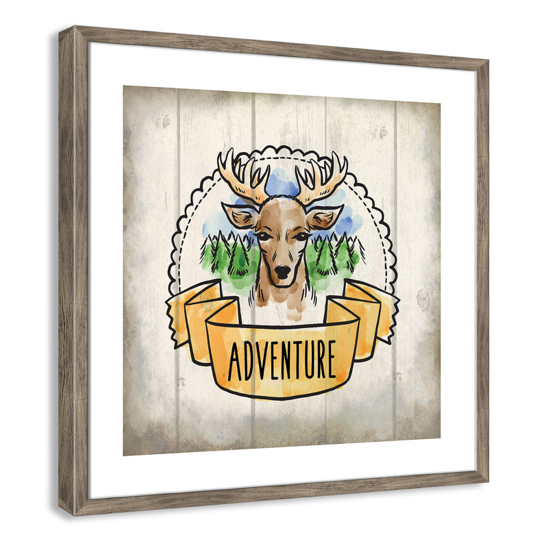 Adventure is out There 1, art encadré, 22.5" H x 22.5" W x 1.18" D, Encadré de boîte de grange gris