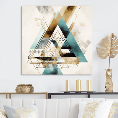 Green Triangle Boho II - Abstract Geometric Metal Wall Art