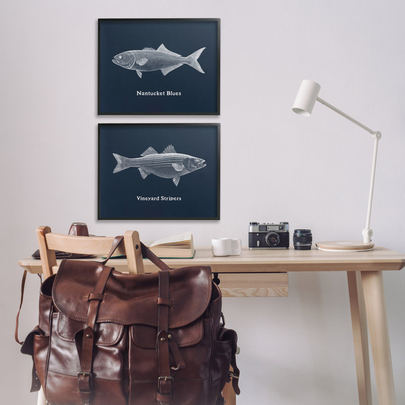 Ensemble de giclées encadrées 2 pièces Harbour Fish, par Phillipa Katz, Giclée encadrée noir minuit, H 16 po x l 20 po