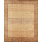 Presidential Hand Knotted Striped Area Rug in Peach/Beige