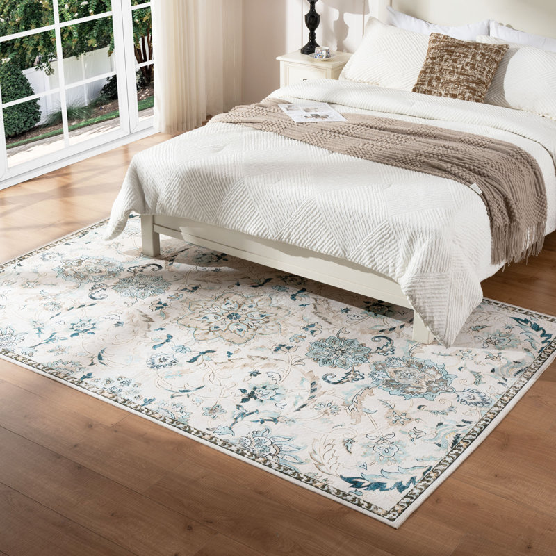 Machine Washable Vintage Area Rug - Soft Carpet With Non-slip Backing For Living Room, Bedroom, Office, Rectangle 5' x 8'