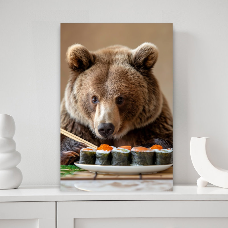 Curious Bear Sushi Contemporary Wall Art Print, 45.72cm H x 30.48cm W