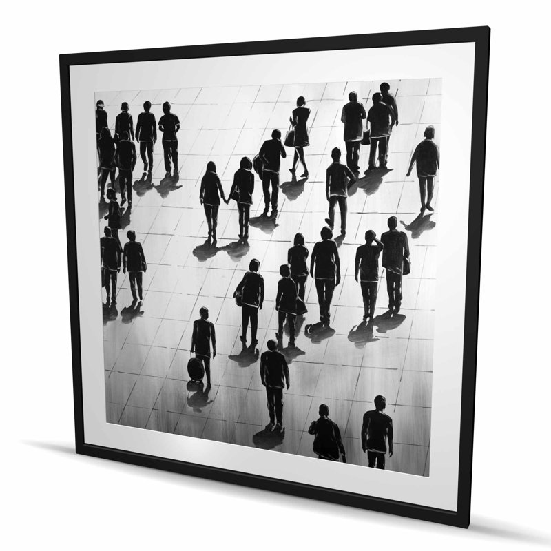 Silhouettes de gens dans la rue - reproduction encadrée