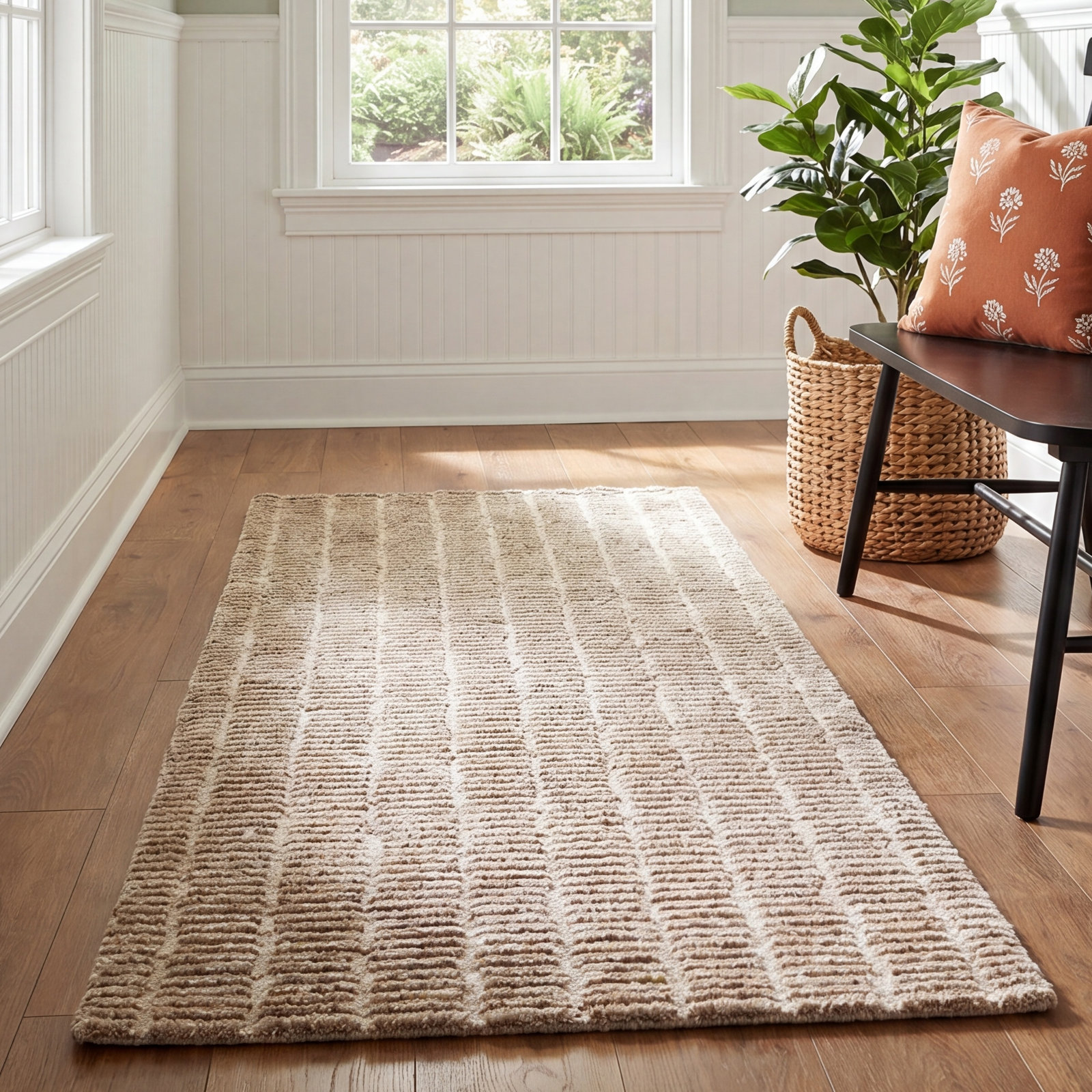 Debra Hand-Tufted Striped Wool Rug, Runner 2'6" x 8'