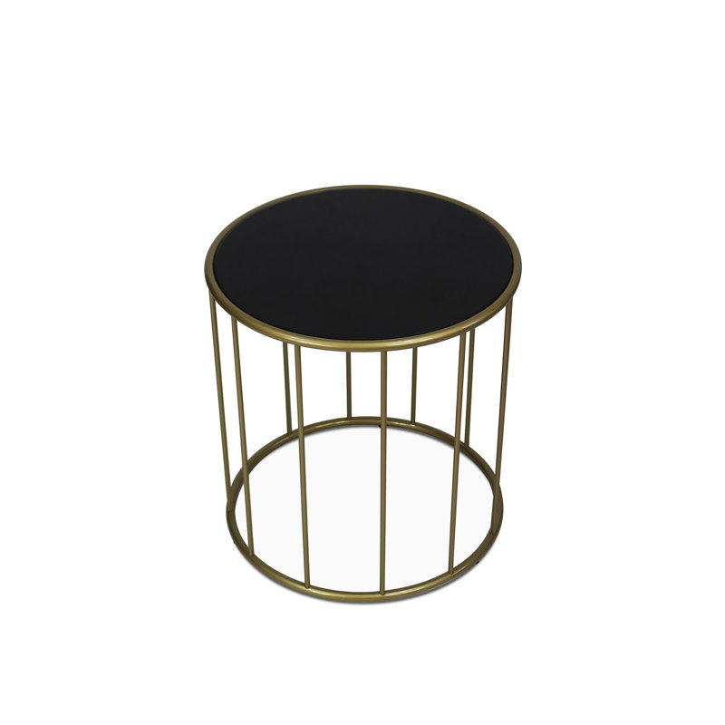 Carrico Glass Top Frame End Table, Gold