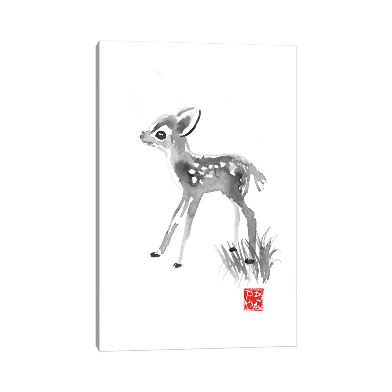 Small Deer by Péchane - Print on Canvas, 20.32 cm H x 30.48 cm W, Wrapped Canvas