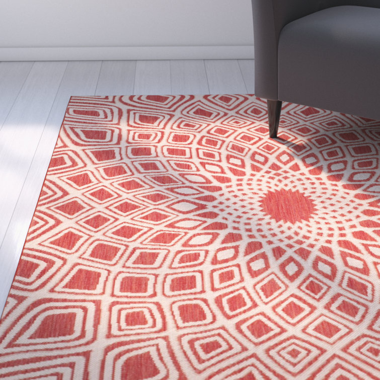 Tapis intérieur / extérieur rouge / beige Arneshia