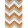 Lily Hand Woven Flat Weave Wool/Cotton Chevron Rug in Gray/Orange