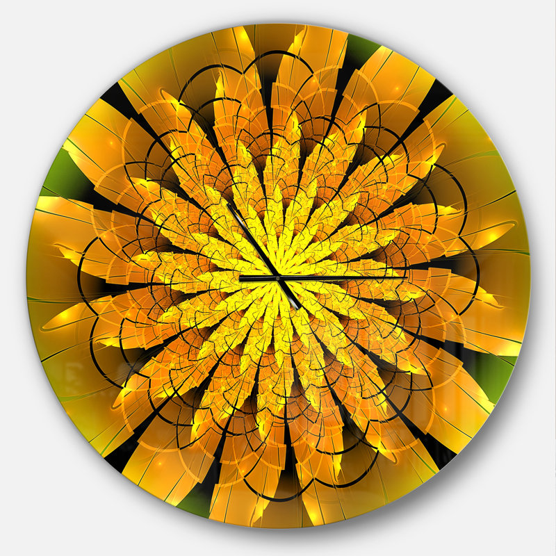 Horloge murale moderne jaune vif sur fond vert, Surdimensionné