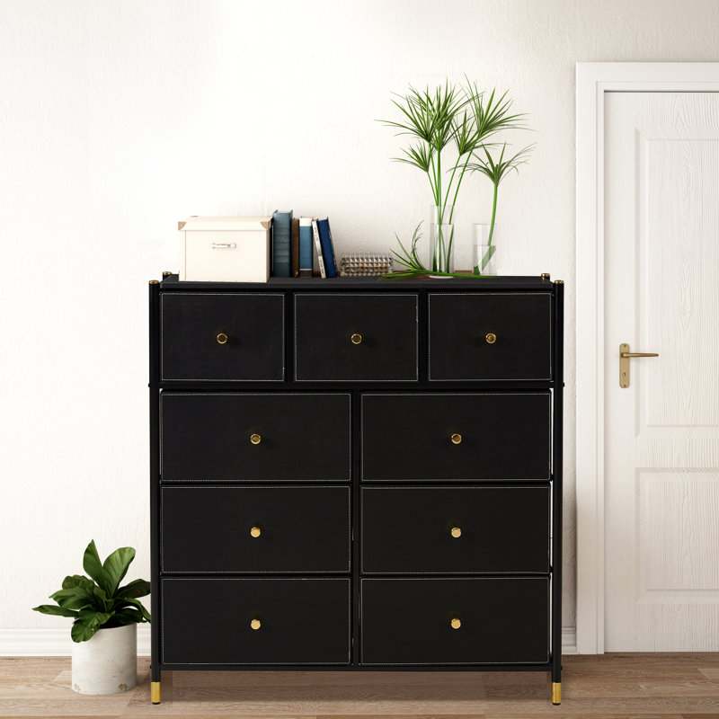 Commode 9 tiroirs 23101, Noir