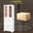 Bathroom Storage Cabinet with Tempered Glass Doors, Adjustable Shelves and Drawer-2127098419
