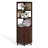 69.7’’H X 17.7’’ W Rattan And Wood Fan-Shaped Storage Bookcase With Doors, 3-Tier Corner Shelf With Cabinet-2024714960