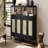 Bohemian Rattan Buffet Storage Cabinet - Solid Wood Frame, 3-Position Adjustable Shelves, No-Handle Push-To-Open-1344855369