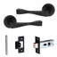 4 Pairs Straight Astrid Twist Design Door Handles Latch on Round Rose in Matt Black Finish with 2.5" Tubular Latch and 3" Ball Bearing Hinges - 52mm Diameter-478536974