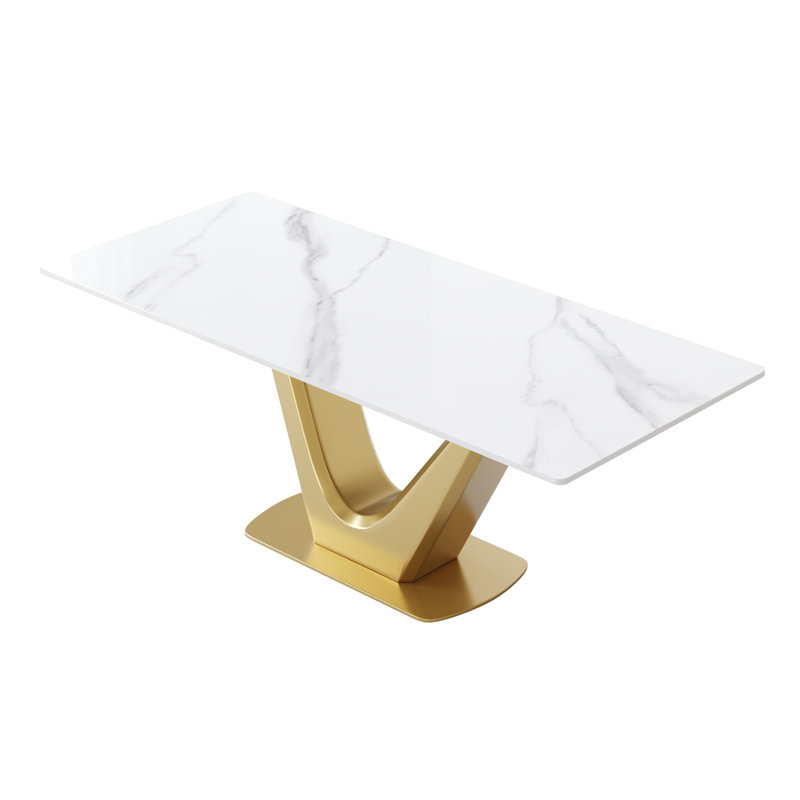 Xaidyn Rectangular, 70.84" L x 35.43" W, White, Gold