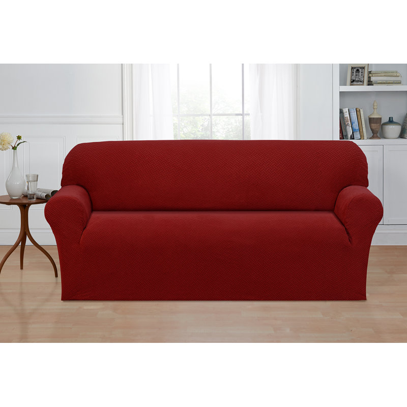 Housse pour canapé à coussins carrés/rectangulaires, Mélange de polyester brique
