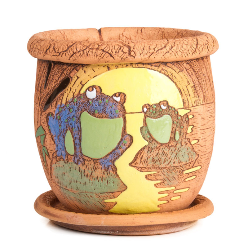 Advita Indoor/Outdoor Clay Pot Planter, 6.7" H x 7.5" W x 7.5" D