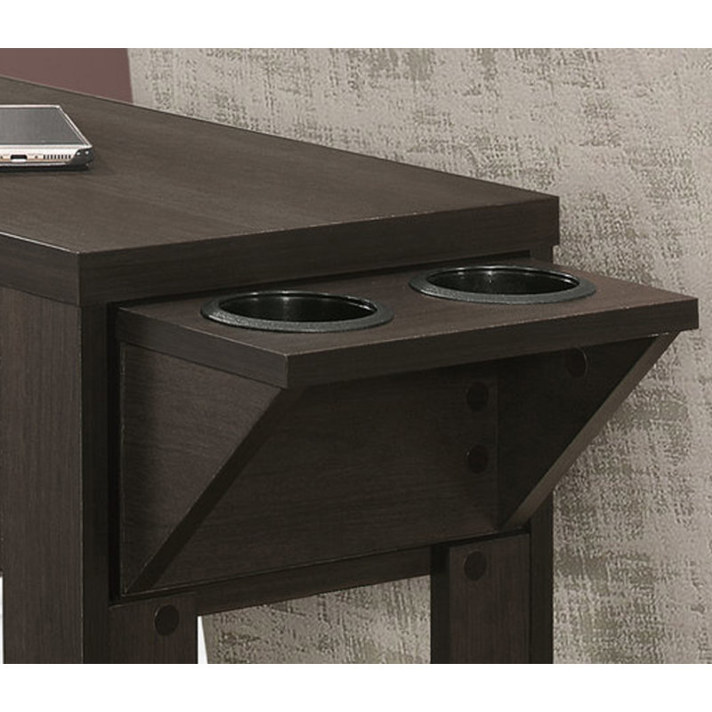 Table d'appoint, côté, bout, rangement, lampe, salon, chambre à coucher, stratifié brun, transitionnel, Espresso