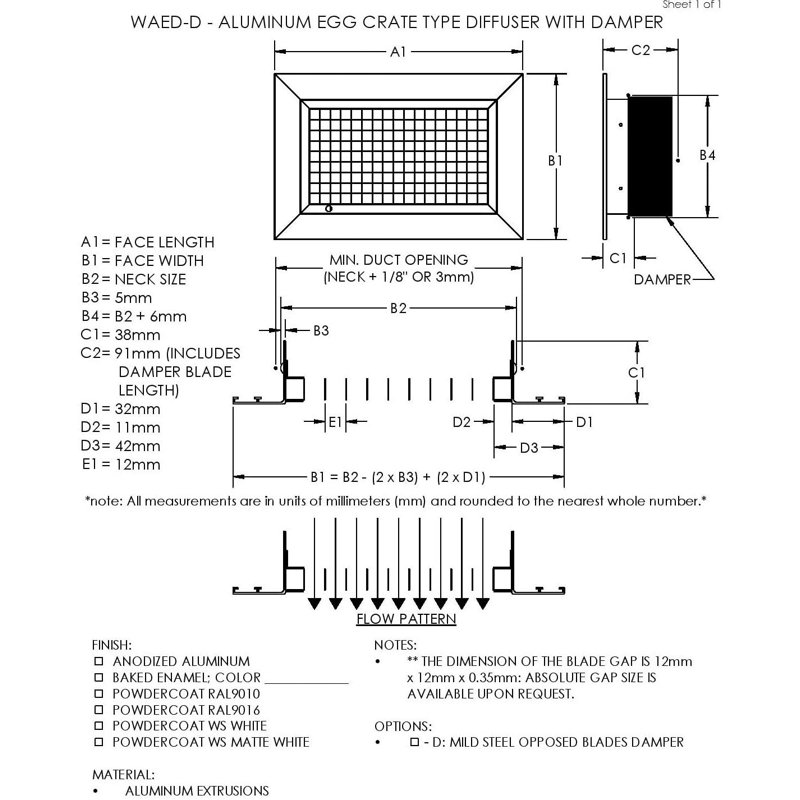 Diffuseur en aluminium, H 16,5 po x l 10,2 po x P 1,6 po