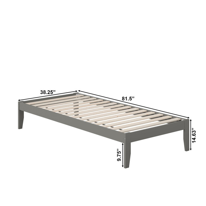 Javaunte Solid Wood Platform Standard Bed, Gray, Twin XL