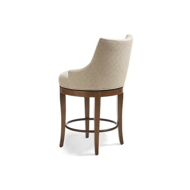 Corbin Swivel Upholstered Stool with Solid Wood Frame, Piatelli Harbour