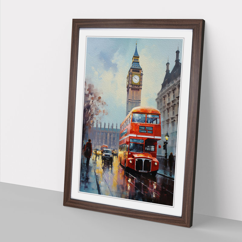 London Impressionism - Single Picture Frame Print on Wood, 34cm H x 25cm W x 2cm D, Walnut