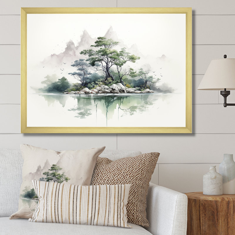 «Nature Scenery Minimalisme Moments», reproduction sur toile, H 30 po x l 40 po x P 1,5 po, Cadre doré simple
