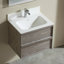Meuble-lavabo mural de style Mid-Century flottant 24 po entièrement assemblé