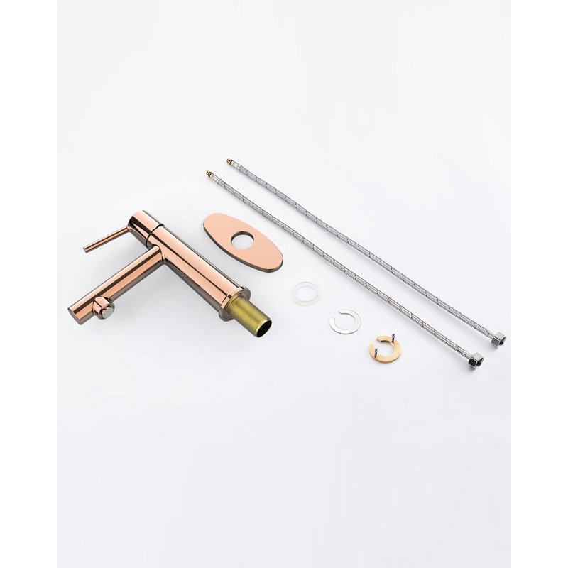 Robinet monté sur le comptoir Rose Gold - 1 trou, poignée simple, débit d'économie d'eau, revêtement, guide d'installation sans effort, matériau de corrosion efficace pour la salle de bain, procédé pratique
