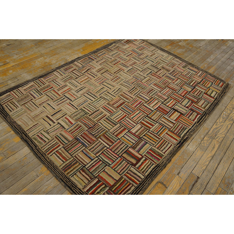 Antique American Hooked Rug Small Scatter Size Multicolor
