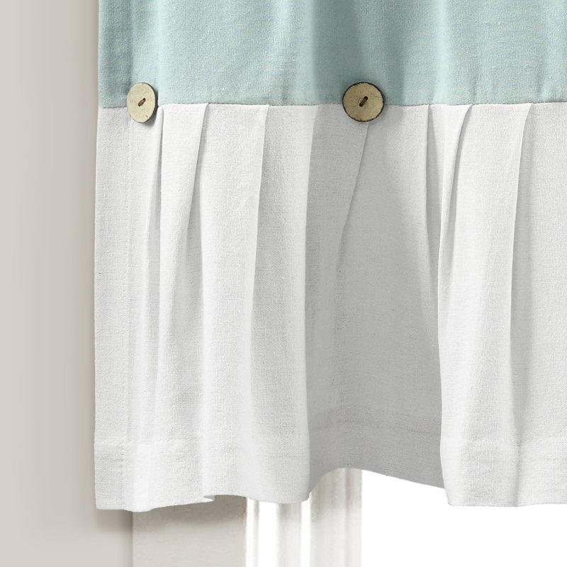 Farmhouse Beige Linen Button Rod Pocket Window Valance