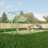 Davilla Metal Chicken Run Coop, Walk-in Poultry Cage with Cover Lockable Door