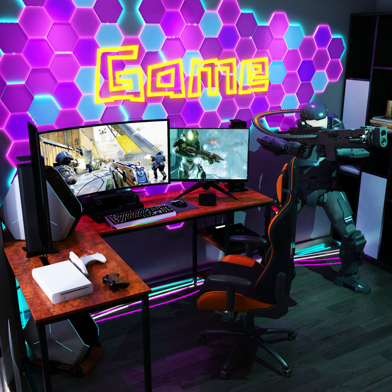 Bureau d'ordinateur en L 120 po