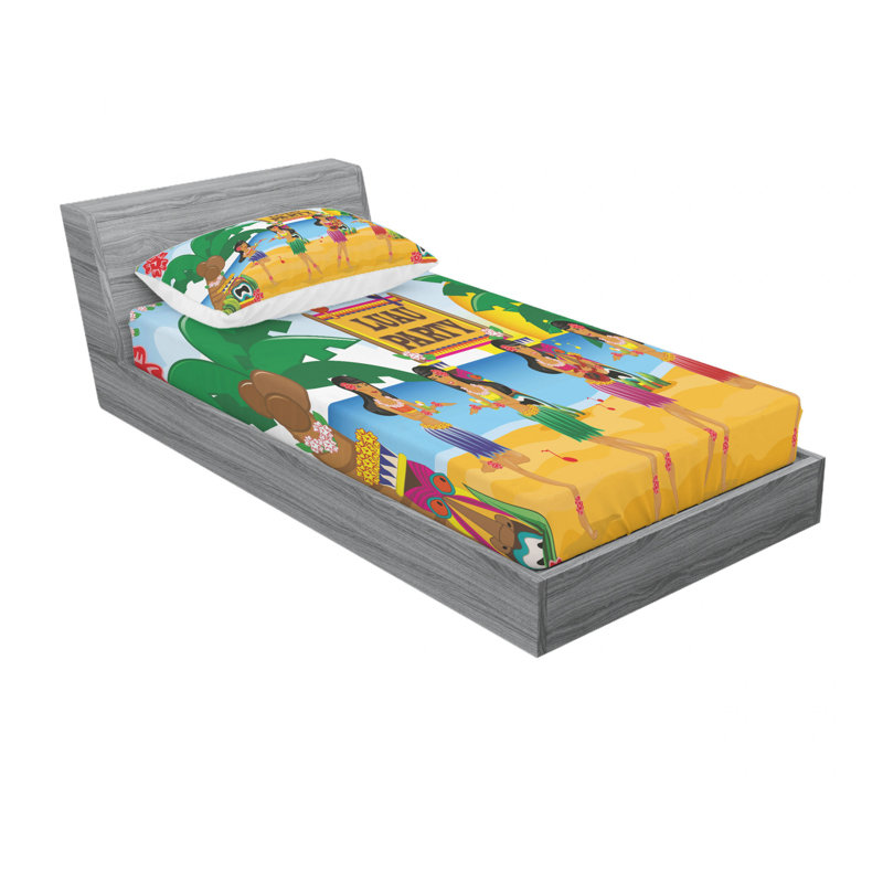 Ensemble de draps Hawaiian Luau Py, Ensemble de draps pour lit simple avec drap-housse