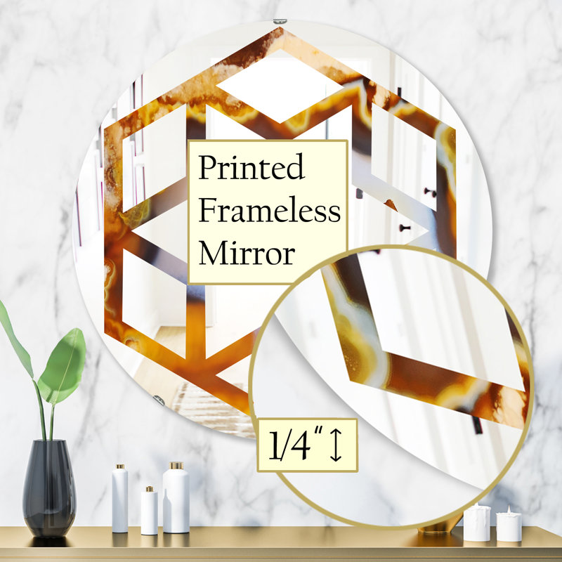 Miroir mural éclectique en agate naturelle, H 31,5 po x l po